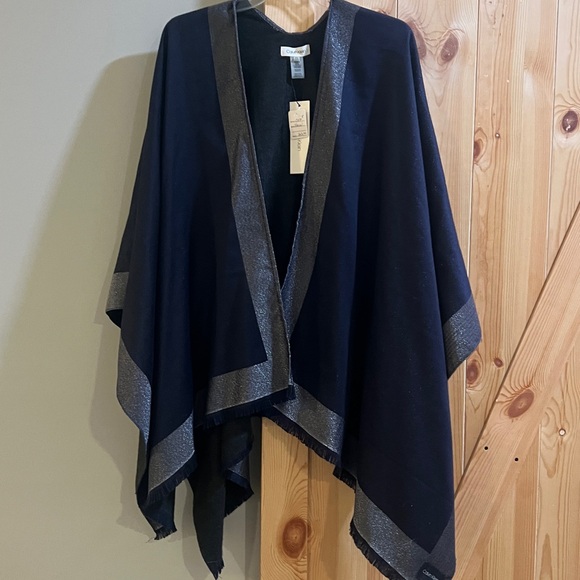 Calvin Klein Women's black kimono with Silver Trim NWT size one size - Picture 2 of 14